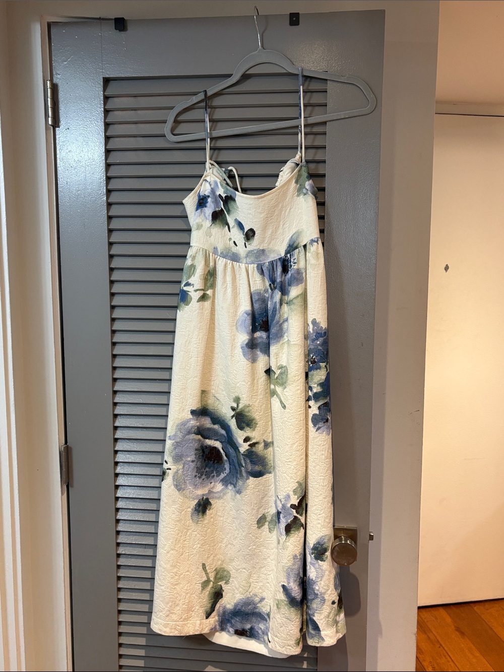 & Other Stories White Floral Backless Midi Dress